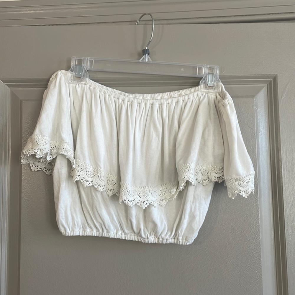 Off the shoulder white top